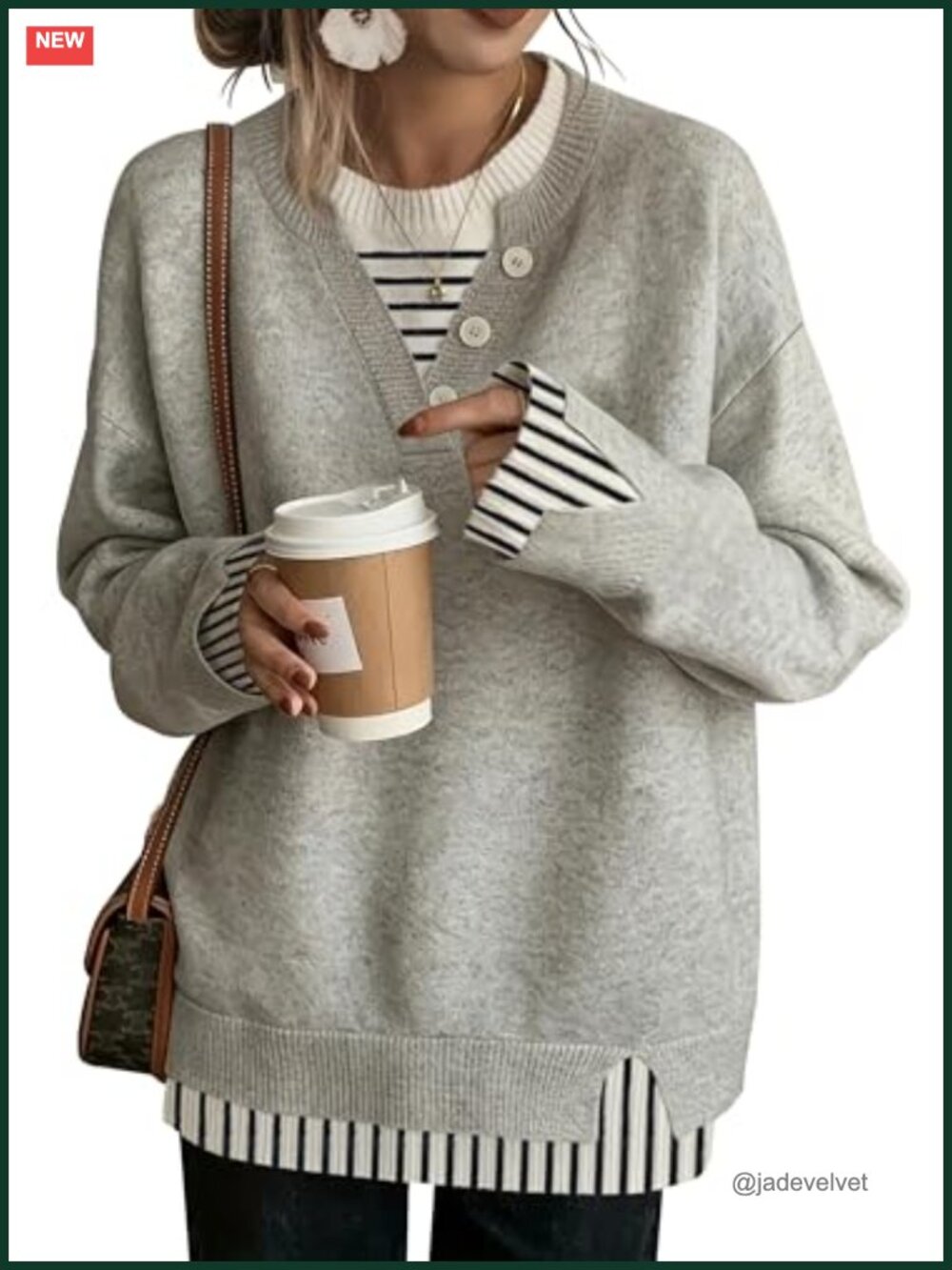 Oversized Knit Pullover Sweater Women's Fall Crew Neck Long Sleeve Drop